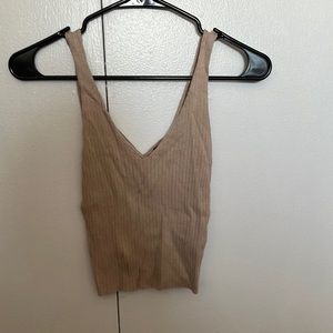 H&M DIVIDED tan ribbed cropped tank